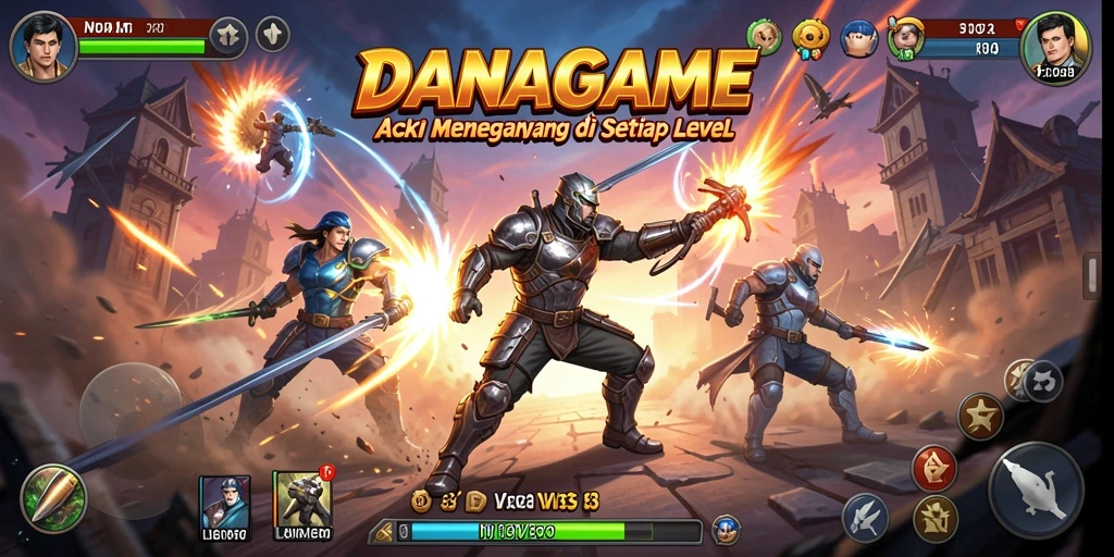 Tangkapan layar DANAGAME menampilkan aksi mendebarkan di lapangan pertarungan.
