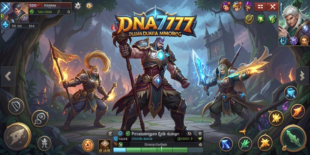 Screenshot utama DNA777 menampilkan aksi seru dalam pertarungan MMORPG.