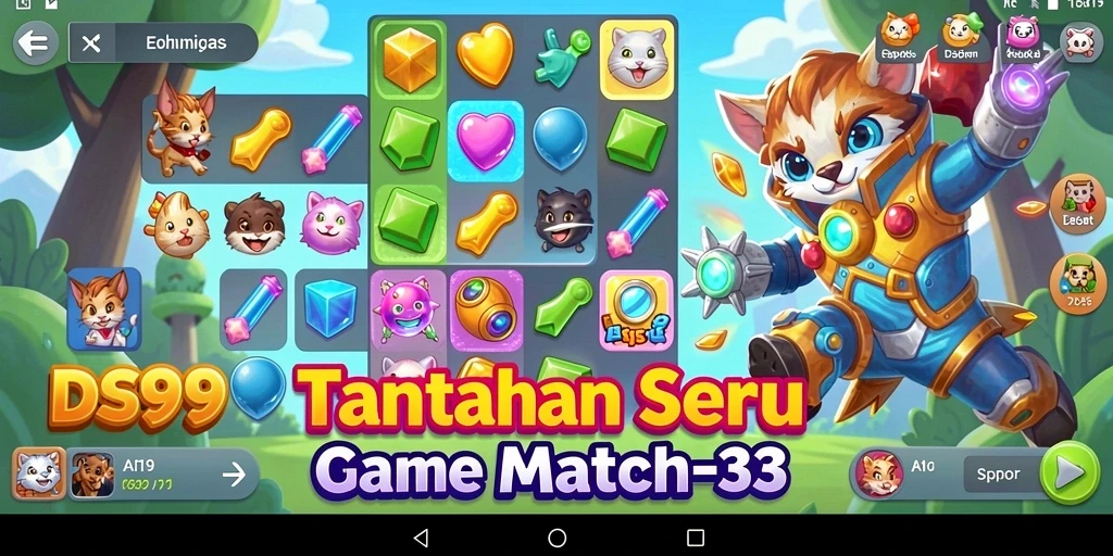 Screenshot gameplay DS99 menampilkan aksi seru dalam permainan Match-3.