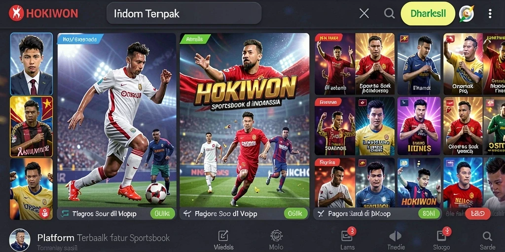 Tampilan antarmuka HOKIWON dengan fitur taruhan olahraga.