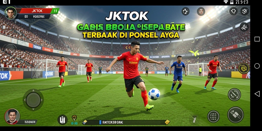 Tampilan seru dari gameplay sepak bola JKTOK yang menegangkan.