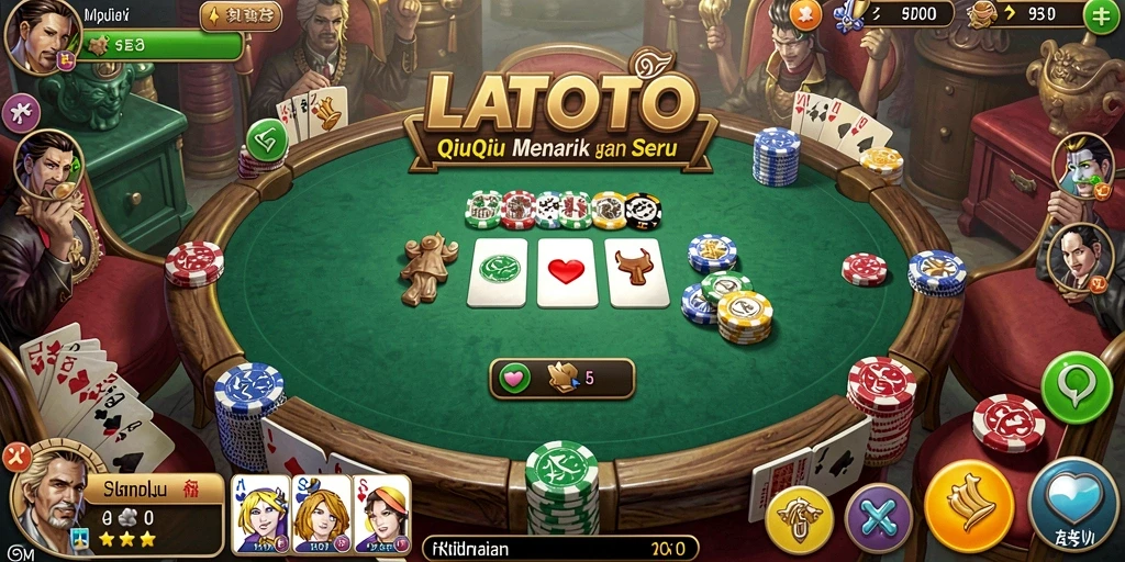 Tangkapan layar gameplay LATOTO yang menampilkan suasana permainan QiuQiu yang seru.