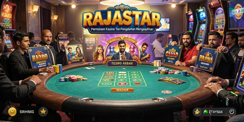 Screenshot gameplay RAJASTAR menampilkan aksi mendebarkan di meja Kasino.