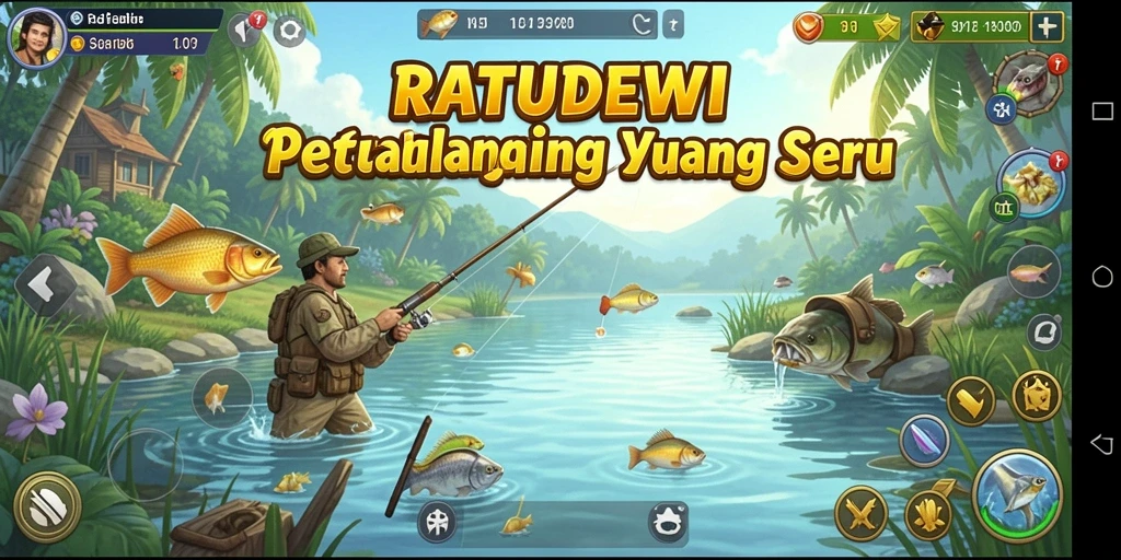 Screenshot gameplay menunjukkan pengalaman memancing yang seru dan mendebarkan.
