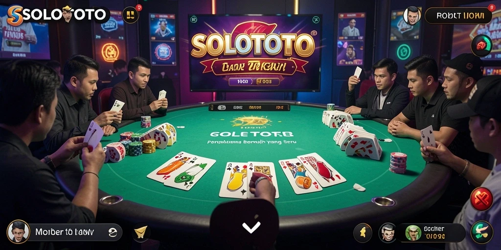 Tampilan gameplay Poker yang mendebarkan di SOLOTOTO.
